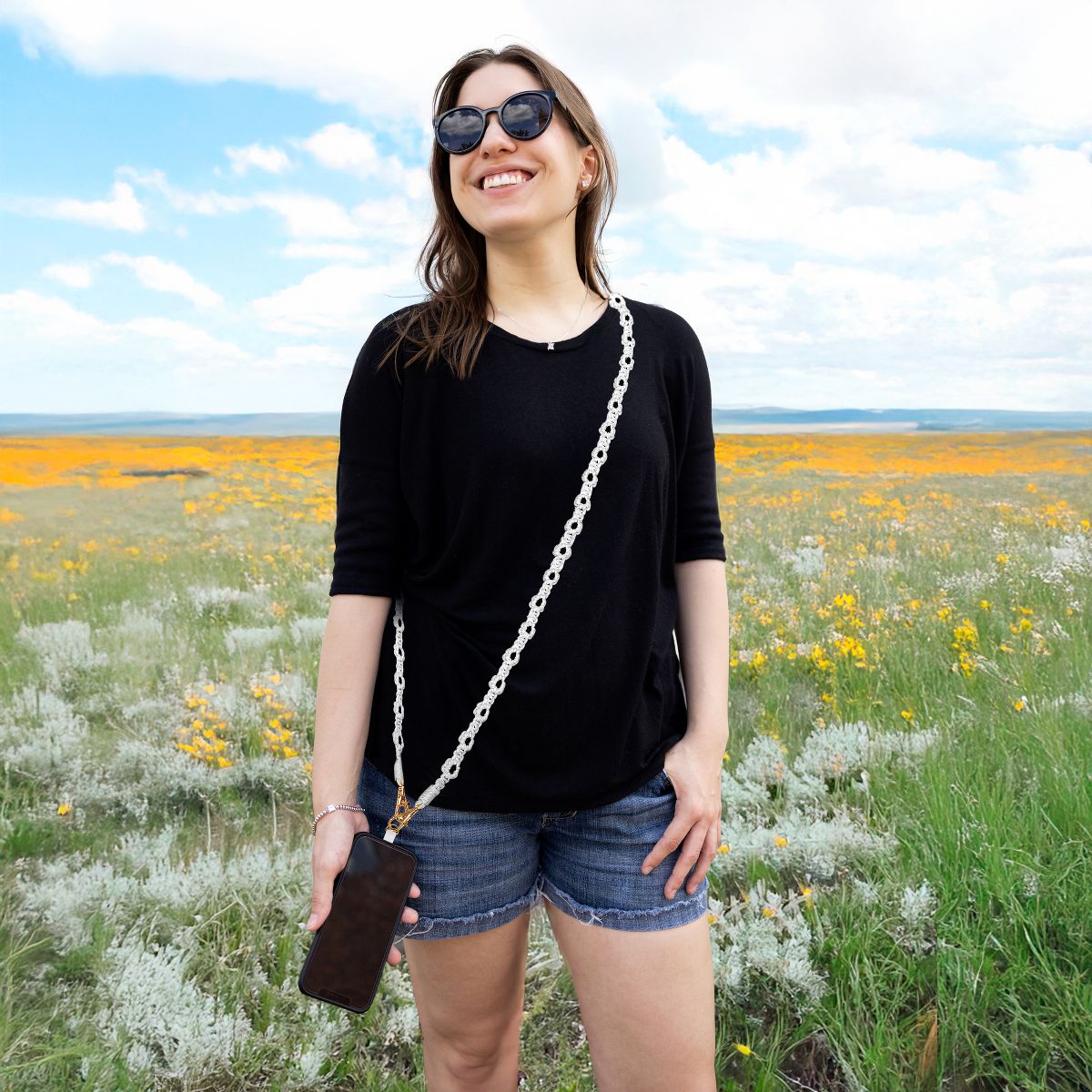 Pavilion Gift Company - Anemone Crossbody - Crocheted Phone Lanyard - Cell Phone Accessories - thumbnail 3