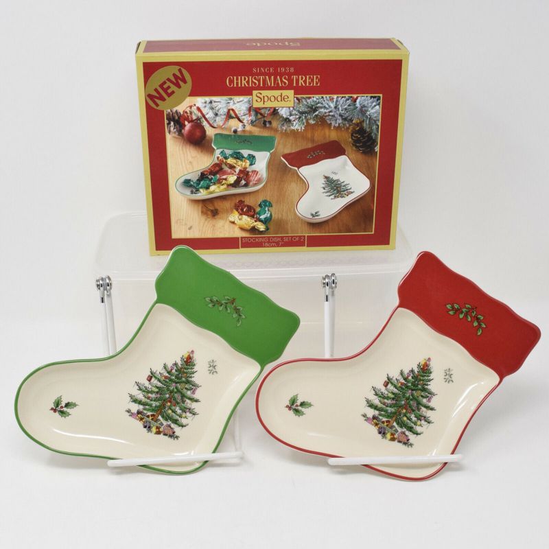 Spode Christmas Tree Stocking Dishes, Set of 2, 3 of 7