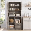 Whizmax Modern Kitchen Pantry Cabinet with Microwave Stand, Tall Storage Hutch with Drawers & Adjustable Shelves for Dining Room, Living Room - 3 of 4