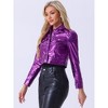 INSPIRE CHIC Women's Spread Collar Biker Holographic Button-Down Cropped Jackets - 4 of 4