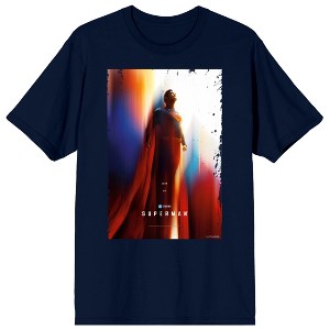 Superman Movie 2025 Look Up Poster Adult Navy Crew Neck Short Sleeve T-shirt - 1 of 4