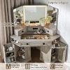 SinCiDo 48" Farmhouse Corner Vanity Desk, w/ 3 Way Mirror & Lights, Charging Station, Glass Tabletop, 3 Drawers and 2 Lockers, Bedroom Dressing Table - 2 of 4