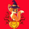 Women's Design By Humans Cute Witch Fox With Jack O Lantern Halloween Shirt By thebeardstudio Racerback Tank Top - 2 of 3