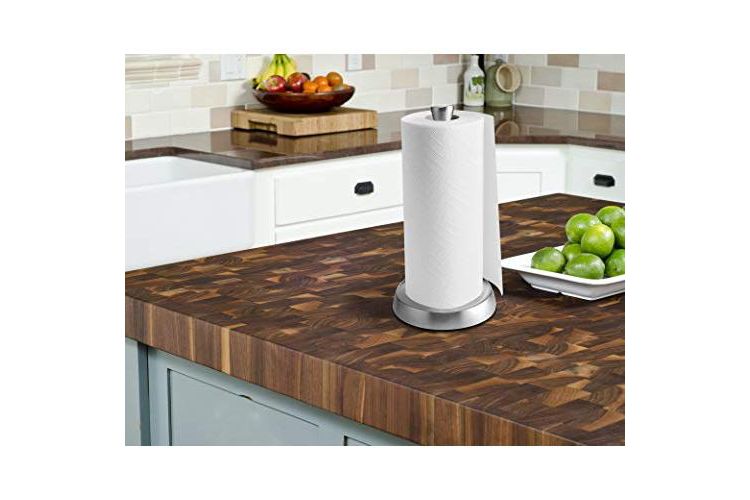Kamenstein Perfect Tear Low Profile Stainless Steel Countertop Paper Towel Holder, One Handed Pull, Weighted Base to Prevent Tipping, 13 Inch, 5 of 5