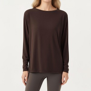 Anna-Kaci Active Women's Long Sleeve Pullover Top with Relaxed Fit and Boat Neckline - 1 of 4