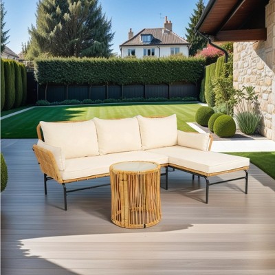 3 Pieces Outdoor Patio Wicker Furniture Sets Table and Chairs