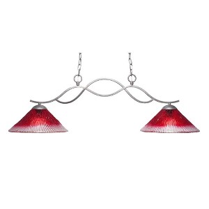 Toltec Lighting Revo 2 - Light Island Pendant Light in  Aged Silver with 12" Raspberry Crystal Shade - 1 of 1