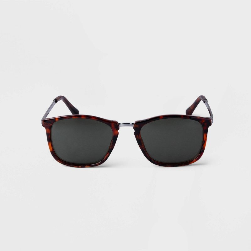 Men&#39;s Tortoise Shell Square Combo Sunglasses - Goodfellow &#38; Co&#8482; Brown, 1 of 3