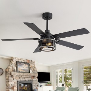 Airsurfer 52" Ceiling Fan with Light,Ceiling Fan with 5 Plywood Blades and Remote Control,6 Speeds DC Motor,Memory Function,2 Downrods,Matte Black - 1 of 4
