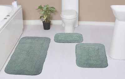 Radiant Collection Cotton Ruffle Pattern Tufted Set of 3 Bath Rug Set - Home Weavers