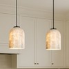 ALOADECOR Modern Farmhouse Natural Capiz Seashell Single Pendant Light Coastal Cylinder Hanging Light For Kitchen and Dining Room£¨2-Pack£© - 2 of 4