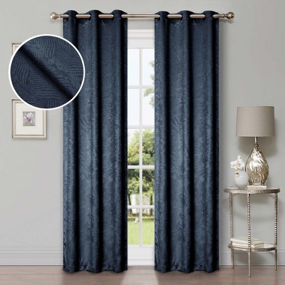 Modern Geometric Waves Room Darkening Semi-Blackout Curtains, Set of 2 by Blue Nile Mills