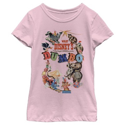 Girl's Dumbo Classic Theatrical Poster T-shirt - Light Pink - X Small ...