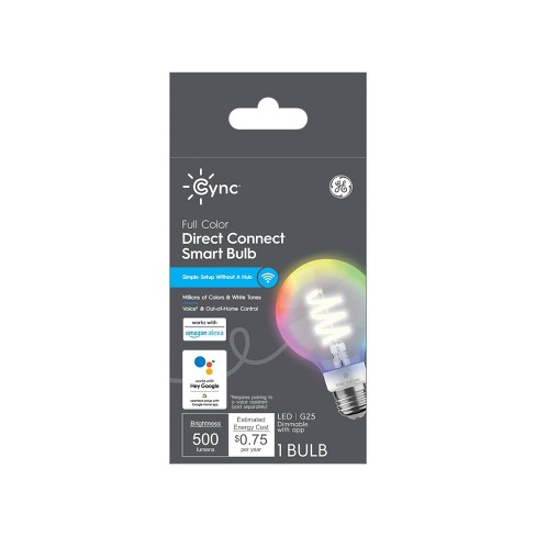 GE Cync Direct Connect Full Color Smart LED Light Bulb, Color Changing,  Works with Alexa and Google Assistant, Bluetooth and Wi-Fi Enabled (1 Pack)