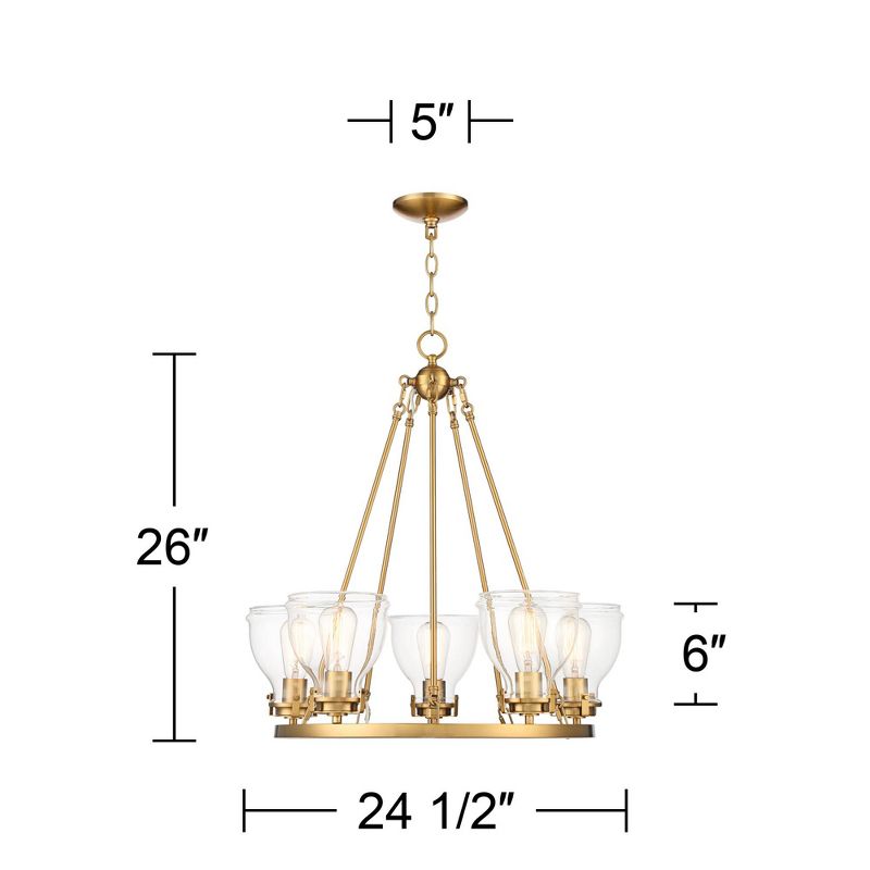 Possini Euro Design Soft Gold Ring Pendant Chandelier 24 1/2" Wide Modern Clear Glass Shade 5-Light Fixture for Dining Room House, 4 of 10
