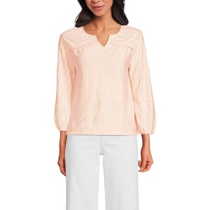 Lands' End Women's 3/4 Sleeve Slub Notch Neck Top - 1 of 3