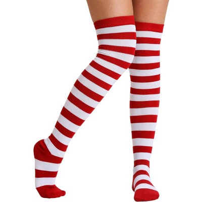 HalloweenCostumes.com One Size Fits Most Women Women's Red and White Striped Socks | Adult Festive and Fun Accessories, White/Red