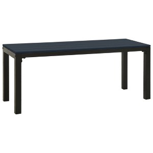 vidaXL Outdoor Patio Bench Garden Park Bench with Steel Frame Steel and WPC - Black - 1 of 4