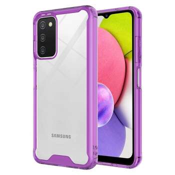 Ampd - Tpu / Acrylic Hard Shell Case With Colored Bumper For Samsung Galaxy A03s - Clear And Purple