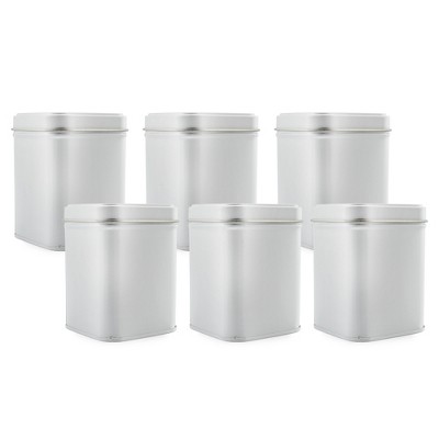 Cornucopia Brands 3" Tall Square Metal Tins 6pk; for Tea, Gift Boxes, and Storage, 1-Cup Capacity