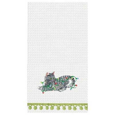 C&F Home Cat in Lights Waffle Weave Cotton Kitchen Towel