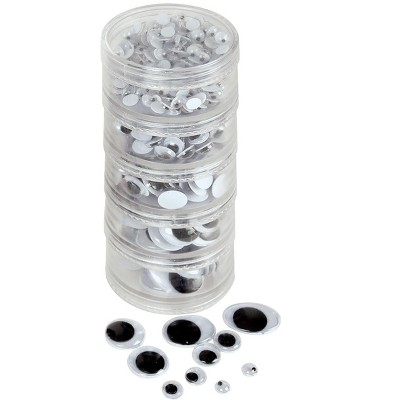 Creativity Street Wiggle Eye with Stacking Storage Container, Assorted Size, Assorted on White, pk of 560