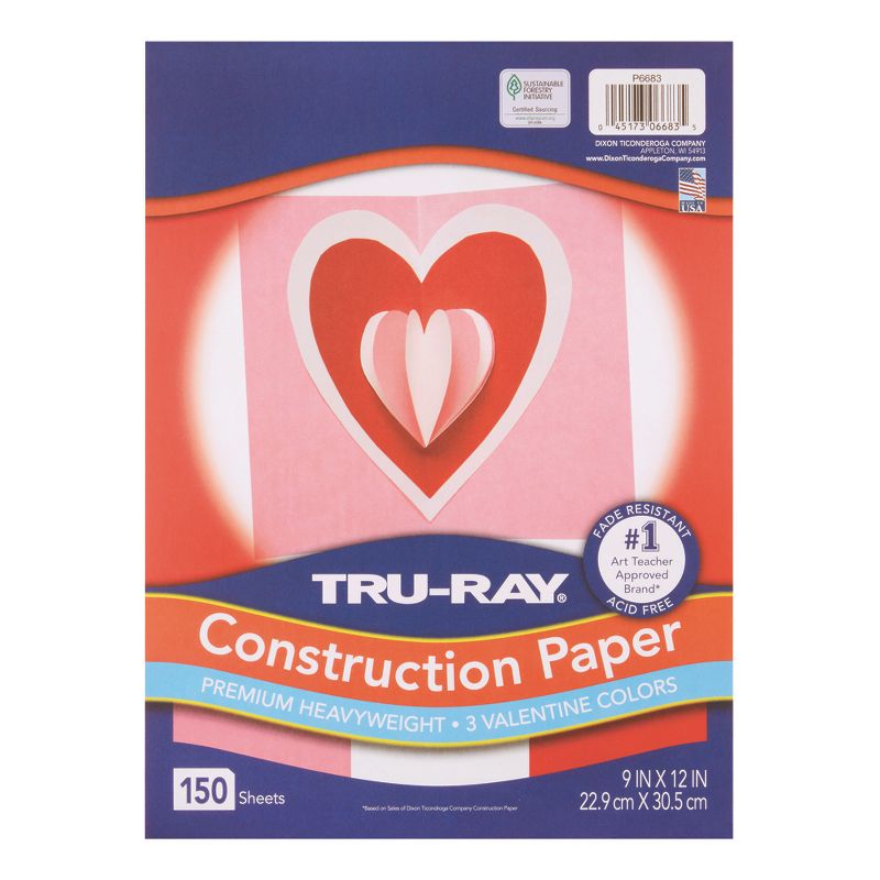 Tru-Ray® Construction Paper Valentine Assortment, 9" x 12", 150 Sheets Per Pack, 3 Packs, 2 of 10