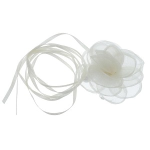 Unique Bargains Pearl Satin Rose Tie Choker Necklace 1 Pc - 1 of 4