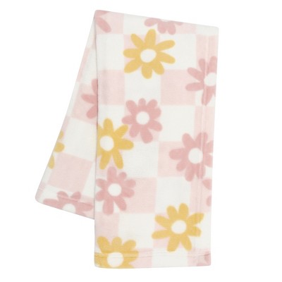 Image of Lambs & Ivy Daisy Dreams Soft & Cozy Luxury Fleece Checkered Baby Blanket