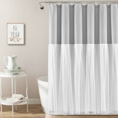 Tulle Skirt Color Block Shower Curtain - Lush Décor