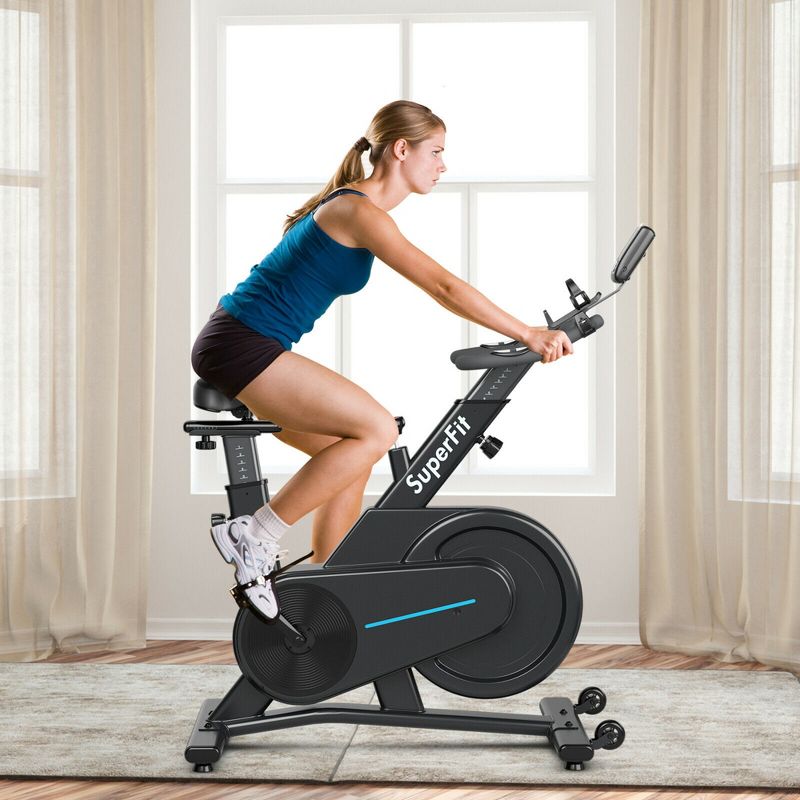 Costway Magnetic Exercise Gym Bike Indoor Cycling Bike w/Adjustable Seat Handle, 4 of 11