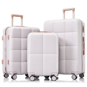 YONWAY 3 Piece Hardshell Luggage Sets Airline Certified Carry-on Luggage with side hook Cup Holder Spinner Wheel - 1 of 4