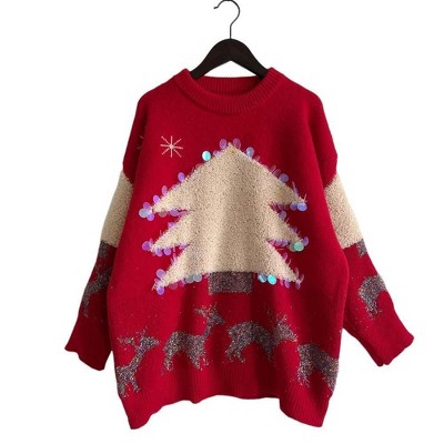 Christmas  Christmas Tree Long Sleeve Round Neck Christmas Jumper for Women Winter Christmas Sweater