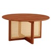 A Natural And Elegant Deep Red Wooden Coffee Table With Artificial Rattan Decorations - 3 of 4
