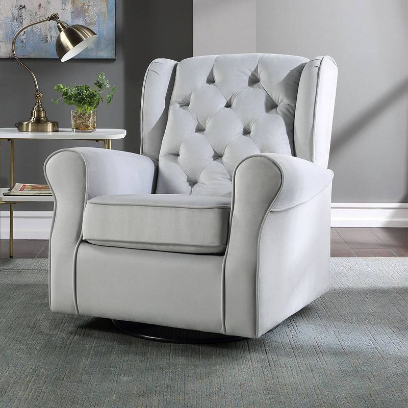 Zeger 35&#34; Accent Chairs Gray Fabric - Acme Furniture, 3 of 11