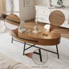 Oval Coffee Table with Drawer Mid-Century Modern Center Table 47.2“ Wooden Coffee Table with Storage - 4 of 4