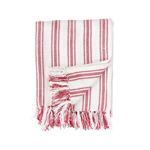 C&f Home 50 X 60 Ticking Stripe Crimson Red July 4th Throw Blanket :  Target