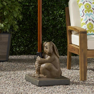 VisioGear Umbrella Stand, Patio Rabbit Shape Umbrella Base for Yard Poolside, Brown, 13.5"*13.5"*16.25"