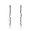 Guili Sterling Silver Slim Hoop Earrings with CZ Pave in Rhodium, Gold & White Plating – Elegant, Subtle Sparkle for Everyday and Special Occasions - 3 of 4