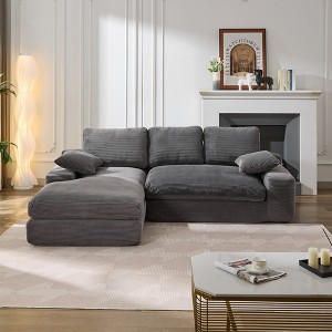 VASIP 99" Modular Sleeper Sectional Couch - Grey Modern Minimalist  2-Price L-Shape Sofa,  for Living Room,Bedroom  ,No Assembly - 1 of 4