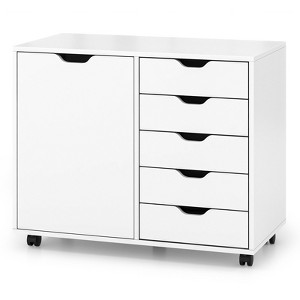 Tangkula 5-Drawer Modern Mobile Side Cabinet Lateral Filing Storage Chest with Wheels - 1 of 4
