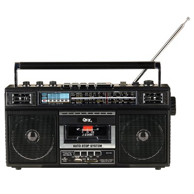 Retro Black Cassette Bluetooth Boombox with USB Recording