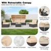 Patio Furniture Sets 6 Pieces, PE Rattan Daybed with Retractable Canopy& Adjustable Backrest Outdoor Sectional Furniture with Glass Coffee Table - 3 of 4