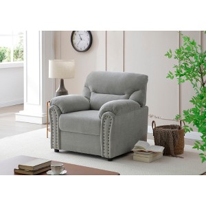 Chenille Upholstered Chair with Flared Arms, Nailhead Trim, Removable Back and Foam-Encased Coil Spring Seating with Pillow-Top Arm Cushions - 1 of 4