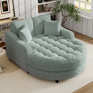 Oversized Chenille Tufted Chaise Lounge Chair with Pillows, 65.5" Modern Deep Seat Sleeper Sofa for Living Room-3irtyhousy - 1 of 4