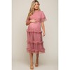 PinkBlush Pink Polka Dot Tulle Smocked Maternity Midi Dress - 4 of 4