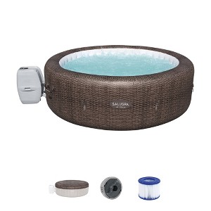Bestway SaluSpa St Moritz AirJet 5 to 7 Person Inflatable Hot Tub Round Portable Outdoor Spa with 180 AirJets and EnergySense Energy Saving Cover - 1 of 4