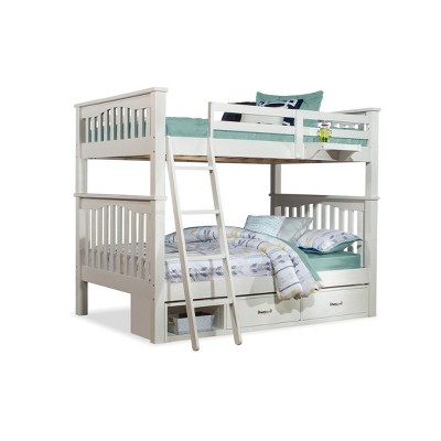 Full Highlands Harper Bunk Bed with Storage and Hanging Nightstand White - Hillsdale Furniture