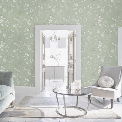 Laura Ashley Elderwood Sage Floral Botanical Wallpaper