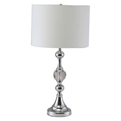 29.5" Traditional Metal Table Lamp with Crystal Accent (Includes CFL Light Bulb) Silver - Ore International